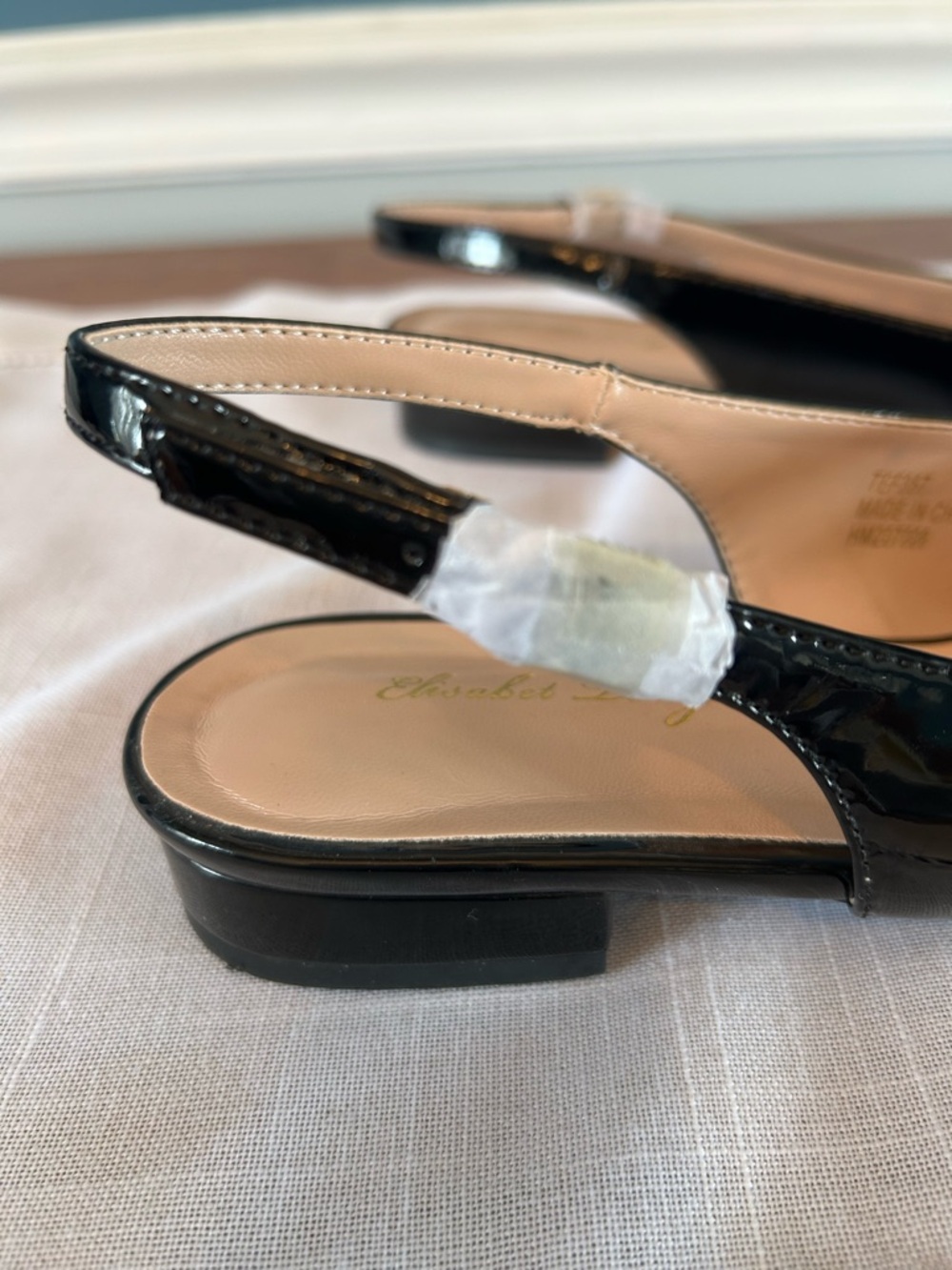 NW5 Women's Black Patent Slingback Flats with Diamond Strap Elisabet Lang 7 - Picture 4 of 5